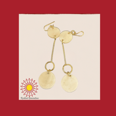 White Bone and Brass Earrings from Kenya